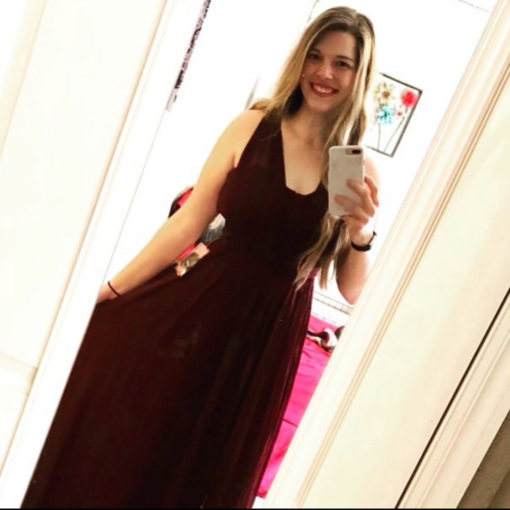 Birdy Grey Full Length Formal Dress Burgundy Large